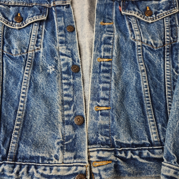 Vintage 80s Levis Denim Trucker Jacket Size 44 Blue USA Made 70506-0216 Type 3 - Picture 2 of 12